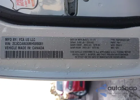 2021 Chrysler 300 300S z USA, uszkodzony, nr VIN 2C3CCABG6MH589081